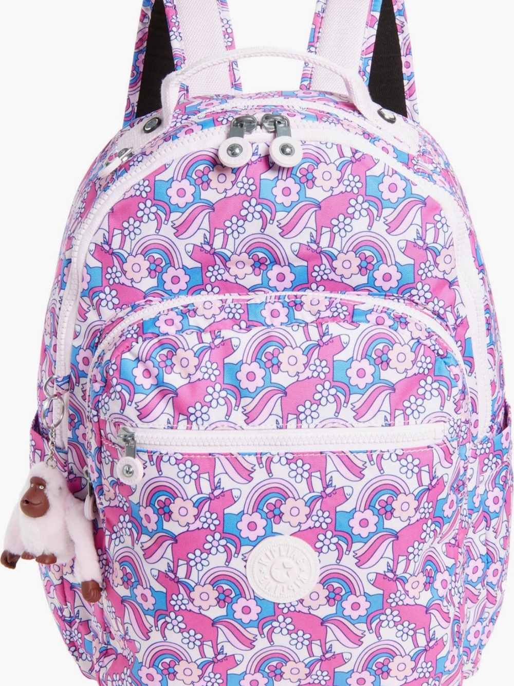 Kipling Seoul Kids Unicorn Print Backpack in Pink and Blue